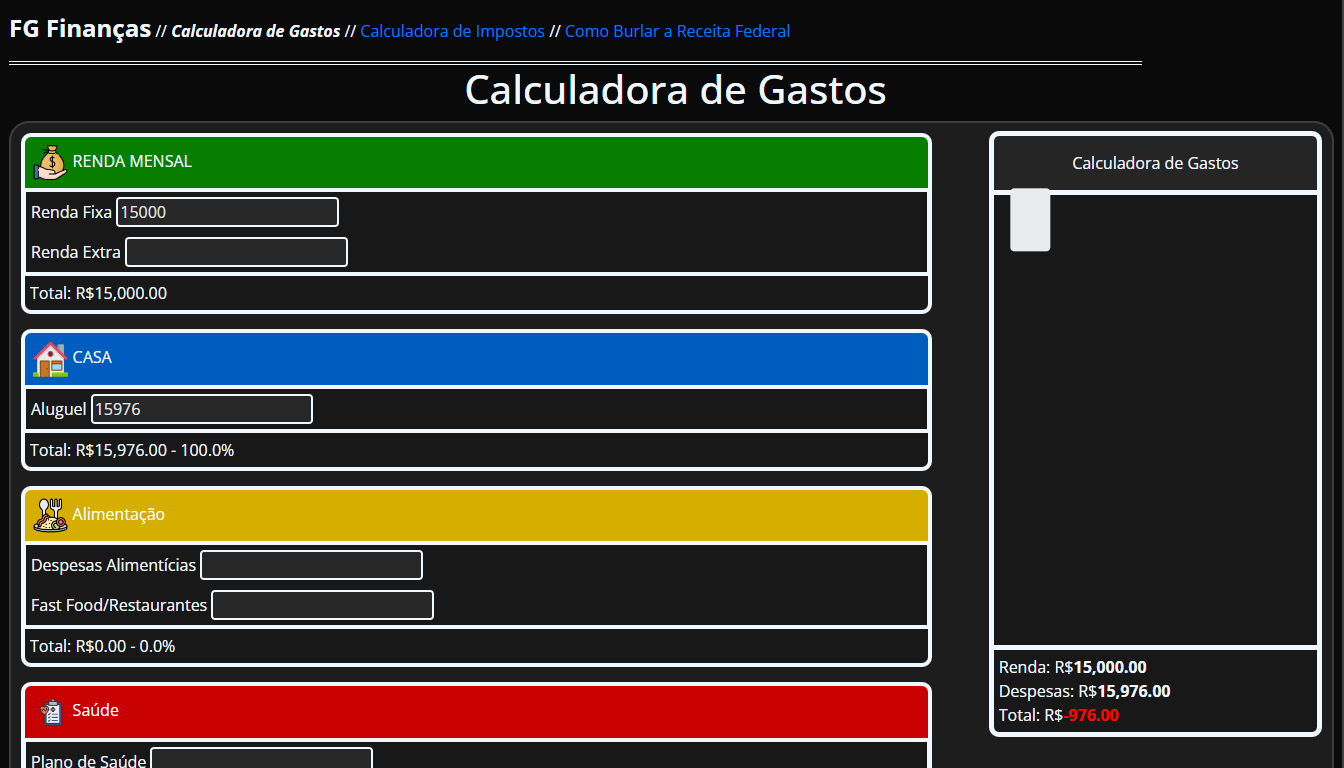 Primeiro protótipo funcional da Calculadora de Gastos